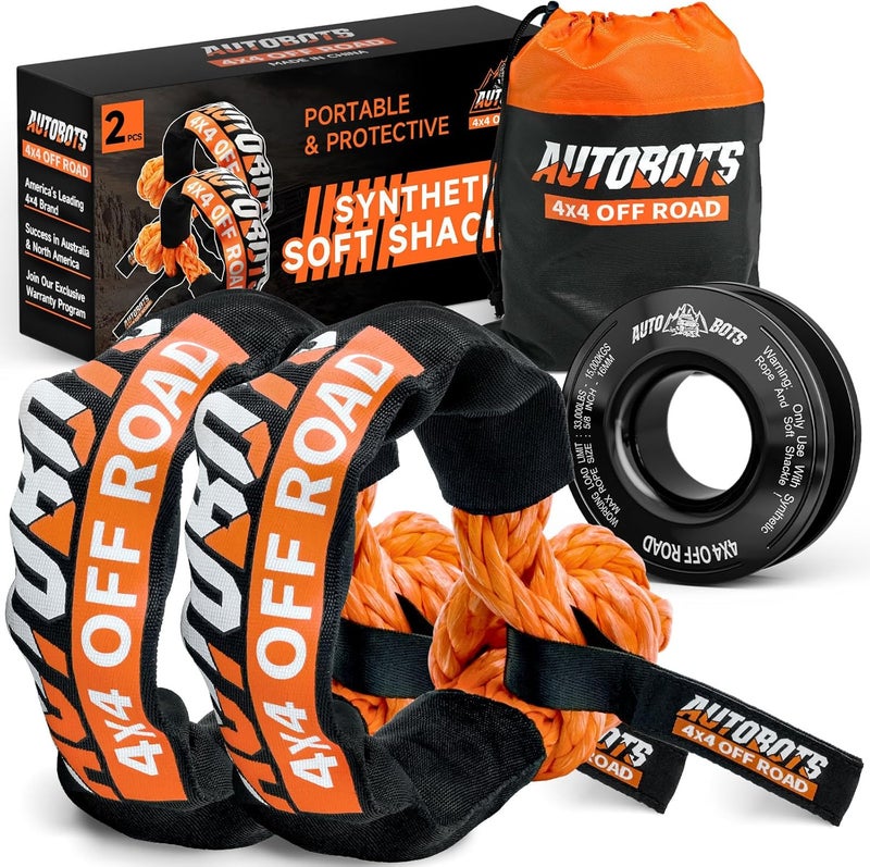 AUTOBOTS Soft Shackle (2PK) 3/4in X 24in Soft Shackle Recovery Kit 66200lbs Max Break Strength + 1 Snatch Recovery Ring Tow Shackles for UTV,ATV,Trucks,Off-Road Vehicles - Image 1